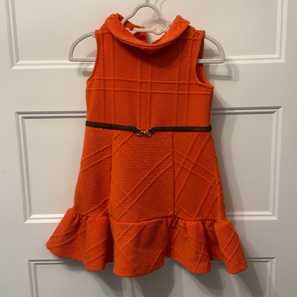Janie and Jack Quilted Orange toddler girls dress sz 3